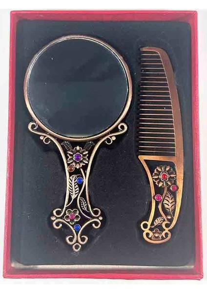 Turkuaz Zemin Lale ve Karanfil Ayna Seti modelleri