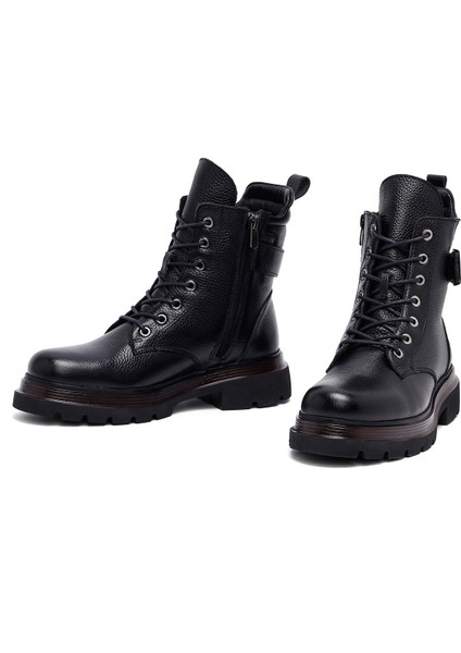 Kadın Siyah Bağcıklı Fermuarlı Deri Postal Bot 25WFD4205FT modelleri
