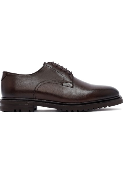 Erkek Kahverengi Bağcıklı Deri Klasik Ayakkabı 25WFD621818
