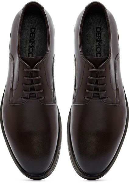 Erkek Kahverengi Bağcıklı Deri Klasik Ayakkabı 25WFD621818