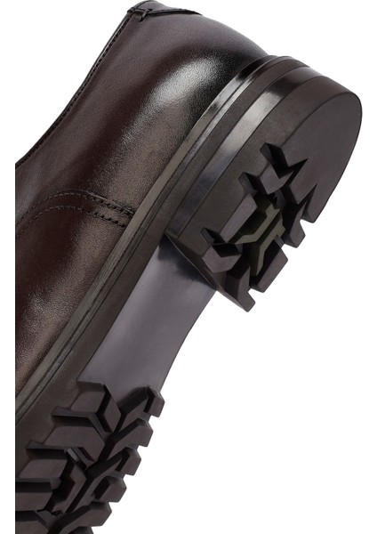 Erkek Kahverengi Bağcıklı Deri Klasik Ayakkabı 25WFD621818