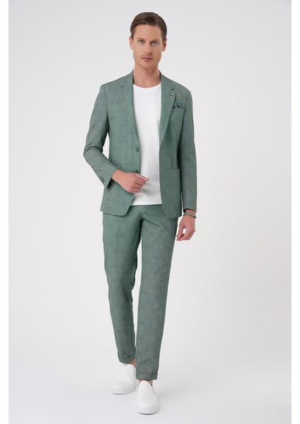 Comfort Fit Mono Yaka Çift Yırtmaç Torba Cep Casual Yeşil Ceket C 701 fiyatları