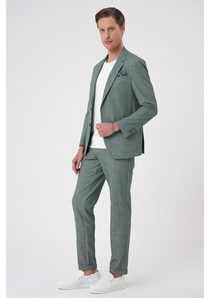 Comfort Fit Mono Yaka Çift Yırtmaç Torba Cep Casual Yeşil Ceket C 701 fırsatları