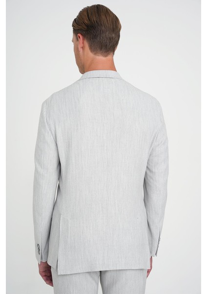 Slim Fit Kırlangıç Yaka Balıksırtı Desen Spor Açık Gri Ceket C 702 indirimleri
