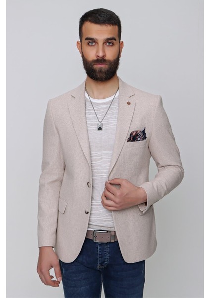 C 613 Slim Fit Bej Spor Ceket
