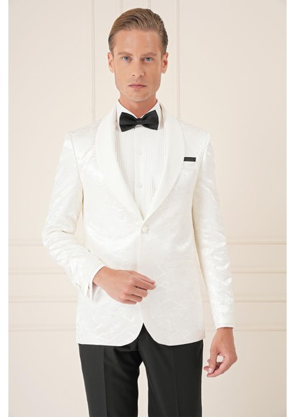 Black 036 Slim Fit Saten Yaka Çift Yırtmaçlı Tek Düğmeli Krem Damatlık Smokin Ceket fiyatları