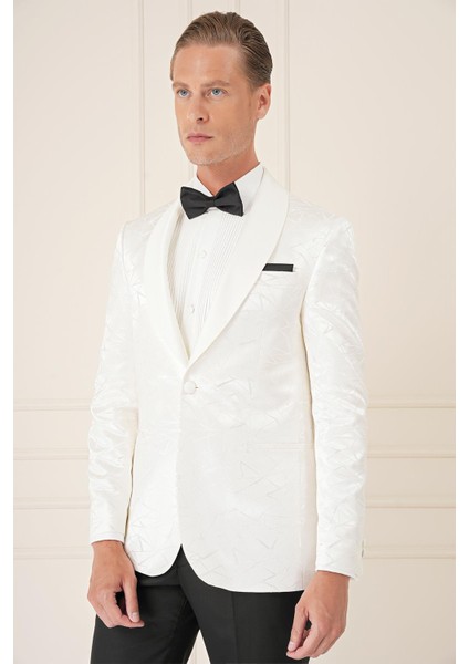 Black 036 Slim Fit Saten Yaka Çift Yırtmaçlı Tek Düğmeli Krem Damatlık Smokin Ceket fırsatları