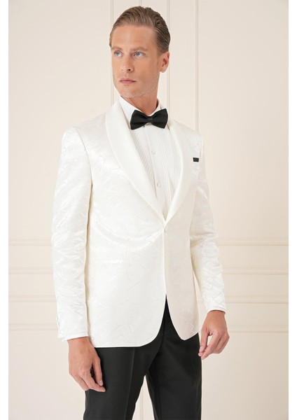 Black 036 Slim Fit Saten Yaka Çift Yırtmaçlı Tek Düğmeli Krem Damatlık Smokin Ceket indirimleri