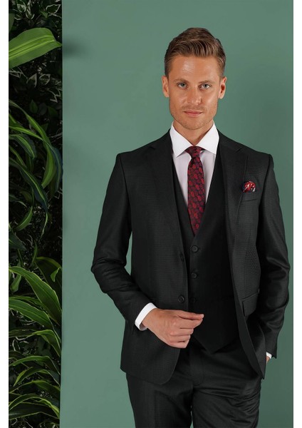 Tk 857 Slim Fit Siyah Klasik Takım Elbise