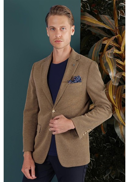 C 653 Slim Fit Camel Spor Ceket modelleri