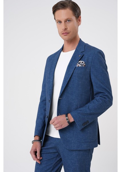 Comfort Fit Mono Yaka Çift Yırtmaç Torba Cep Casual Gece Mavisi Ceket C 701 fiyatları