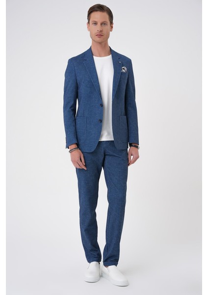 Comfort Fit Mono Yaka Çift Yırtmaç Torba Cep Casual Gece Mavisi Ceket C 701 modelleri