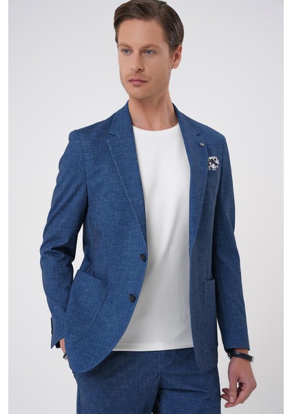 Comfort Fit Mono Yaka Çift Yırtmaç Torba Cep Casual Gece Mavisi Ceket C 701 indirimleri