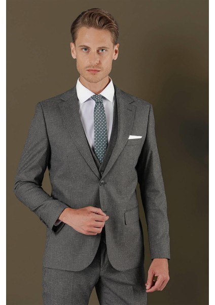 Tk 873 Slim Fit Koyu Gri Klasik Takım Elbise fırsatları