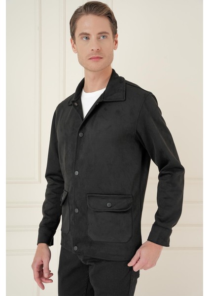 Comfort Fit Mono Yaka Kapaklı Cep Casual Siyah Ceket C 699 modelleri