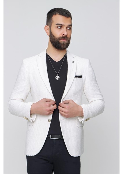 C 611 Slim Fit Ekru Spor Ceket