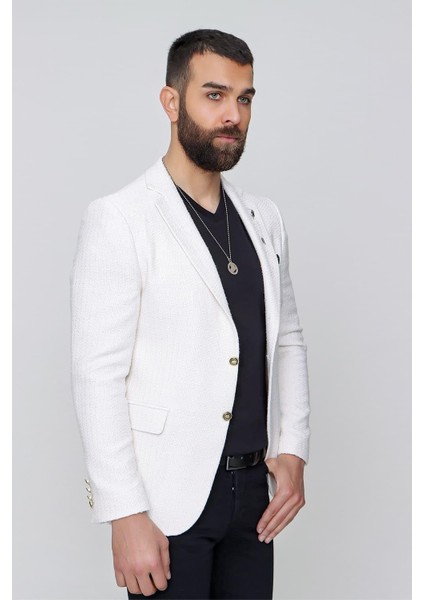 C 611 Slim Fit Ekru Spor Ceket modelleri