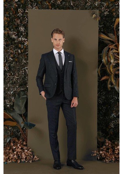 Tk 873 Slim Fit Lacivert Klasik Takım Elbise