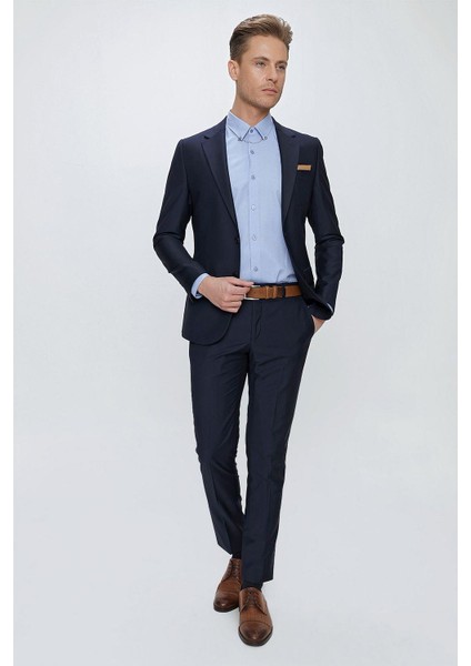 Slim Fit Klasik Mono Yaka Klasik Lacivert Takım Elbise Tk 2021 fiyatları