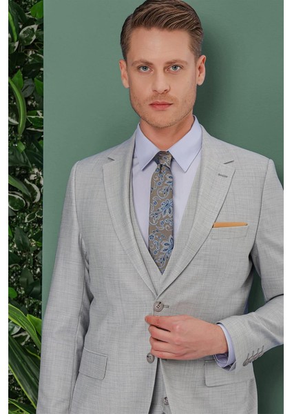 Tk 872 Slim Fit Açık Gri Klasik Takım Elbise modelleri