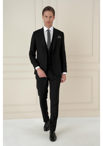 Tk 907 Slim Fit Siyah Spor Takım Elbise