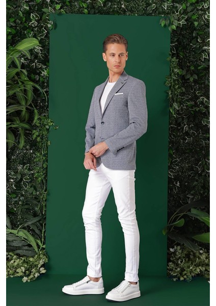 Comfort Fit Kırçıllı Dokuma Pamuklu Casual Mavi Ceket C 665 indirimleri