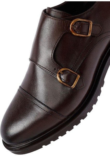 Erkek Kahverengi Deri Klasik Ayakkabı 25WFD621718