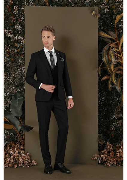 Tk 876 Slim Fit Siyah Klasik Takım Elbise fiyatları