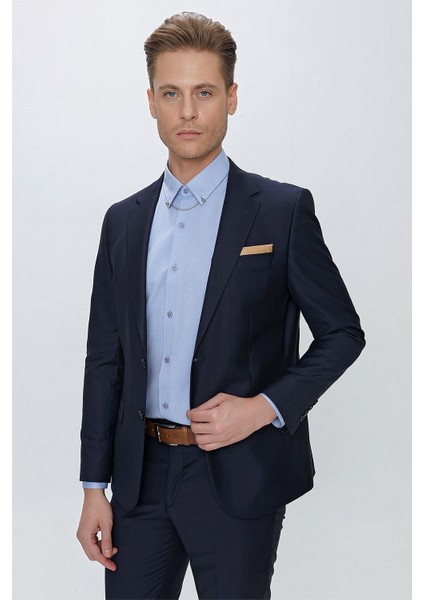 Slim Fit Klasik Mono Yaka Klasik Lacivert Takım Elbise Tk 2021 fırsatları