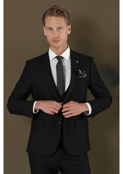 Tk 876 Slim Fit Siyah Klasik Takım Elbise indirimleri