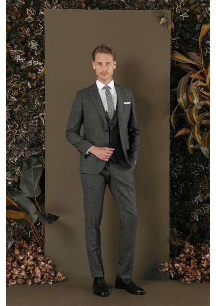 Tk 880 Slim Fit Antrasit Klasik Takım Elbise