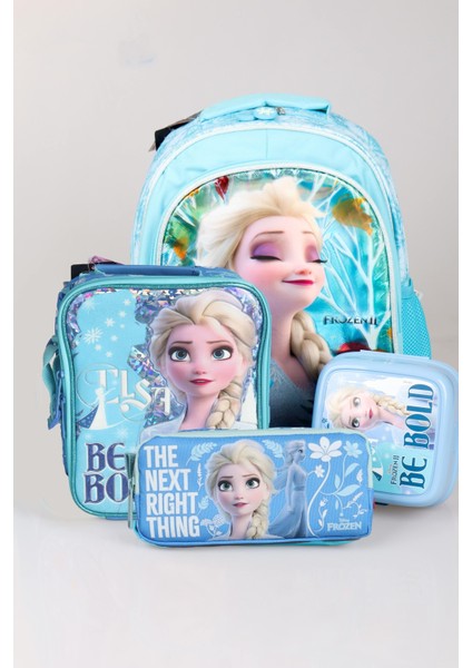 Cool Gırl Lisanslı Frozen Elsa Okul Çantası,beslenme Çantası,kalem Çantası ve Beslenme Kutusu Seti