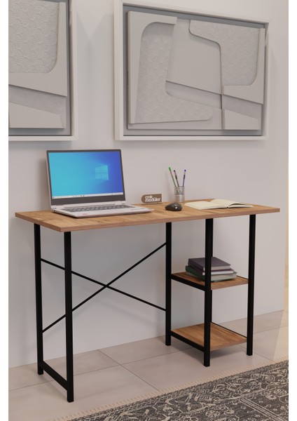2 Raflı Metal Çalışma Masası 50X110 Ofis Bilgisayar Masası