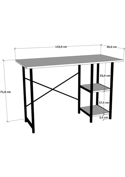 2 Raflı Metal Çalışma Masası 50X110 Ofis Bilgisayar Masası fırsatları