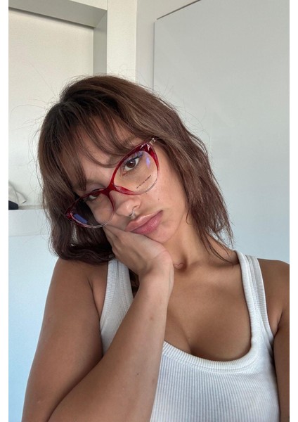 Miralya Kadın Blue Block Gözlük Şeffaf Kırmızı