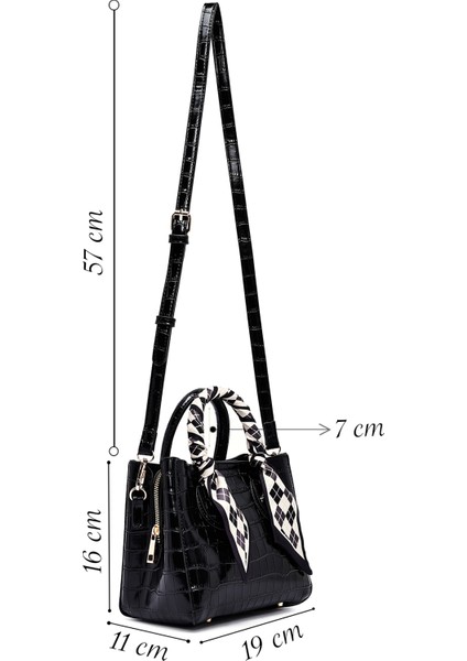 Kadın Siyah Uzun Askılı Kroko Desenli Mini Kol Çantası 25WBD2713E3 fiyatları