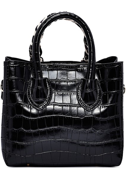 Kadın Siyah Uzun Askılı Kroko Desenli Mini Kol Çantası 25WBD2713E3 fırsatları