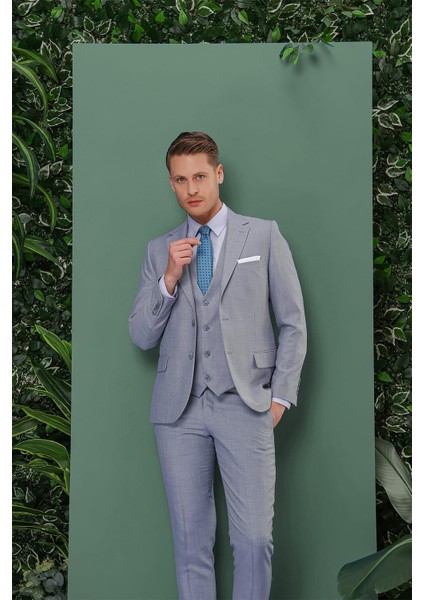 Tk 872 Slim Fit Gri-Mavi Klasik Takım Elbise fırsatları