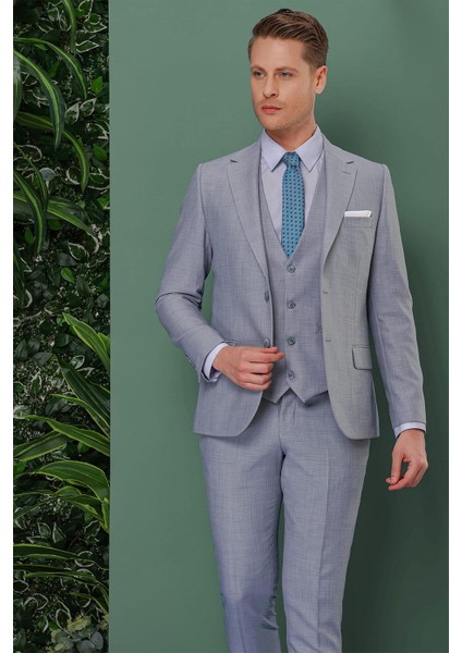Tk 872 Slim Fit Gri-Mavi Klasik Takım Elbise indirimleri