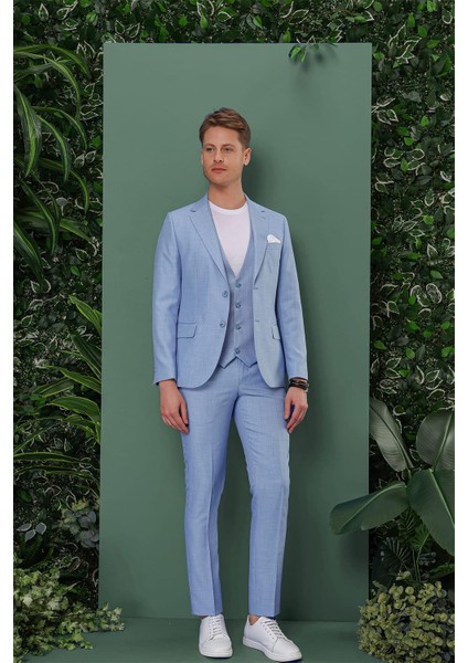 Tk 872 Slim Fit Mavi Klasik Takım Elbise