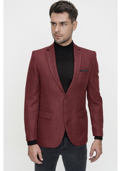 C 595 Slim Fit Bordo Spor Ceket