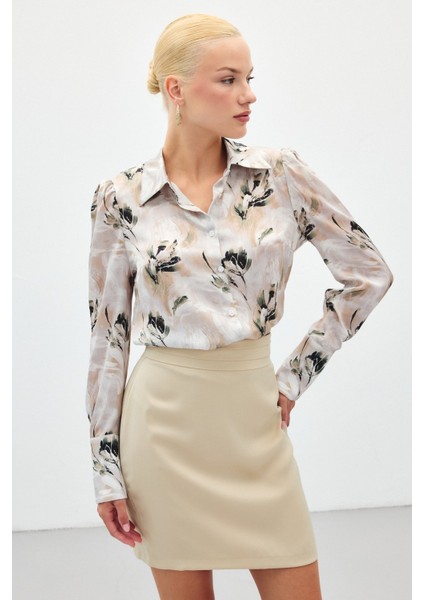 Vatkalı Desenli Gömlek - Haki fiyatları