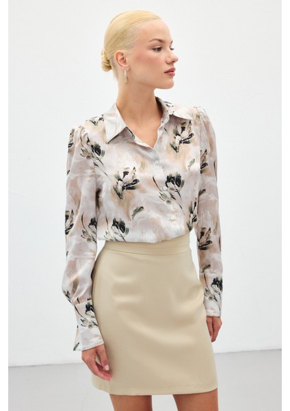 Vatkalı Desenli Gömlek - Haki modelleri