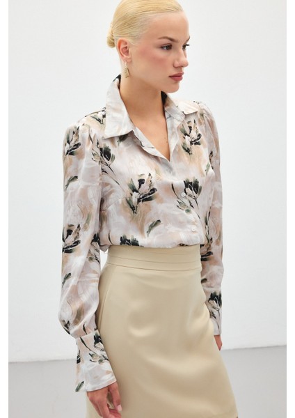 Vatkalı Desenli Gömlek - Haki indirimleri