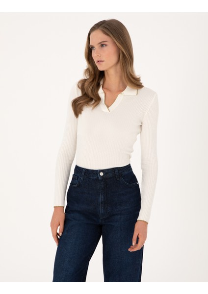 Kadın Ekru Slim Fit Kazak 50310954-VR019 modelleri