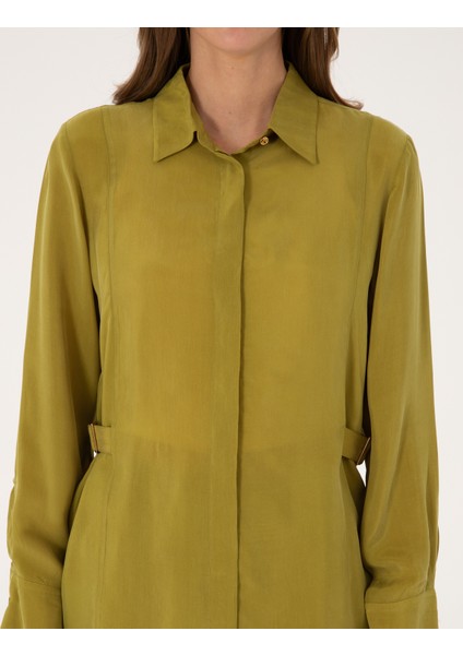 Kadın Yesıl Comfort Fit Uzun Kollu Gömlek 50313652-VR257