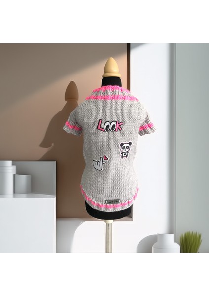 Köpek Için Panda Love Gri Pembe Kazak fiyatları