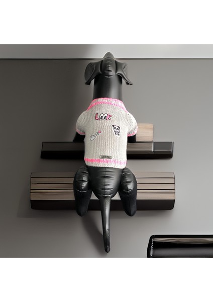 Köpek Için Panda Love Gri Pembe Kazak