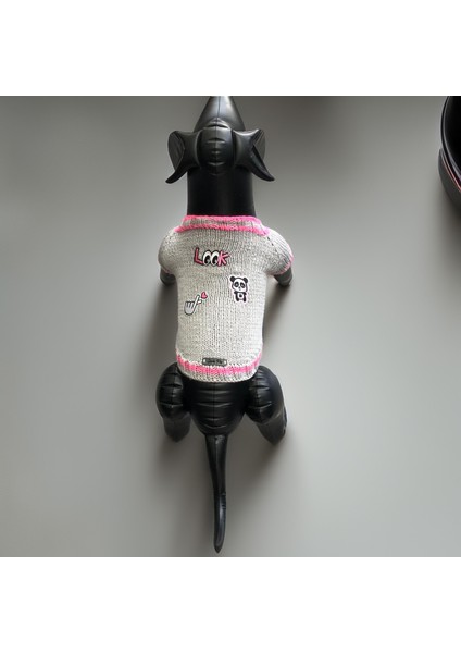 Köpek Için Panda Love Gri Pembe Kazak