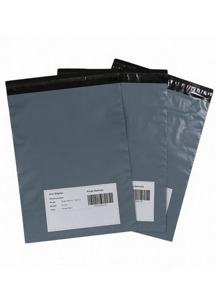Küçük Boy 100 Adet, 22X30X5 cm Cepli Plastik Kargo Poşeti Dayanıklı Gri Renk